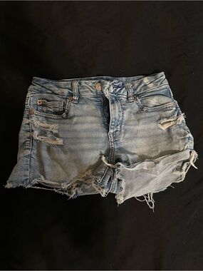 American Eagle Outfitters Light Blue Distressed Jean Shorts